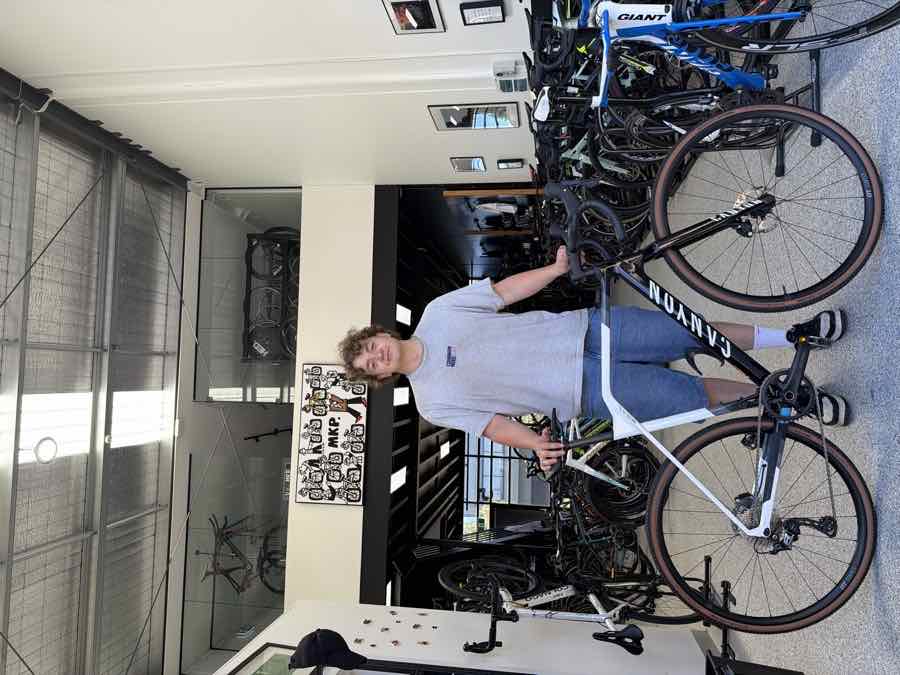 A rider collecting their bike at the MKP showroom
