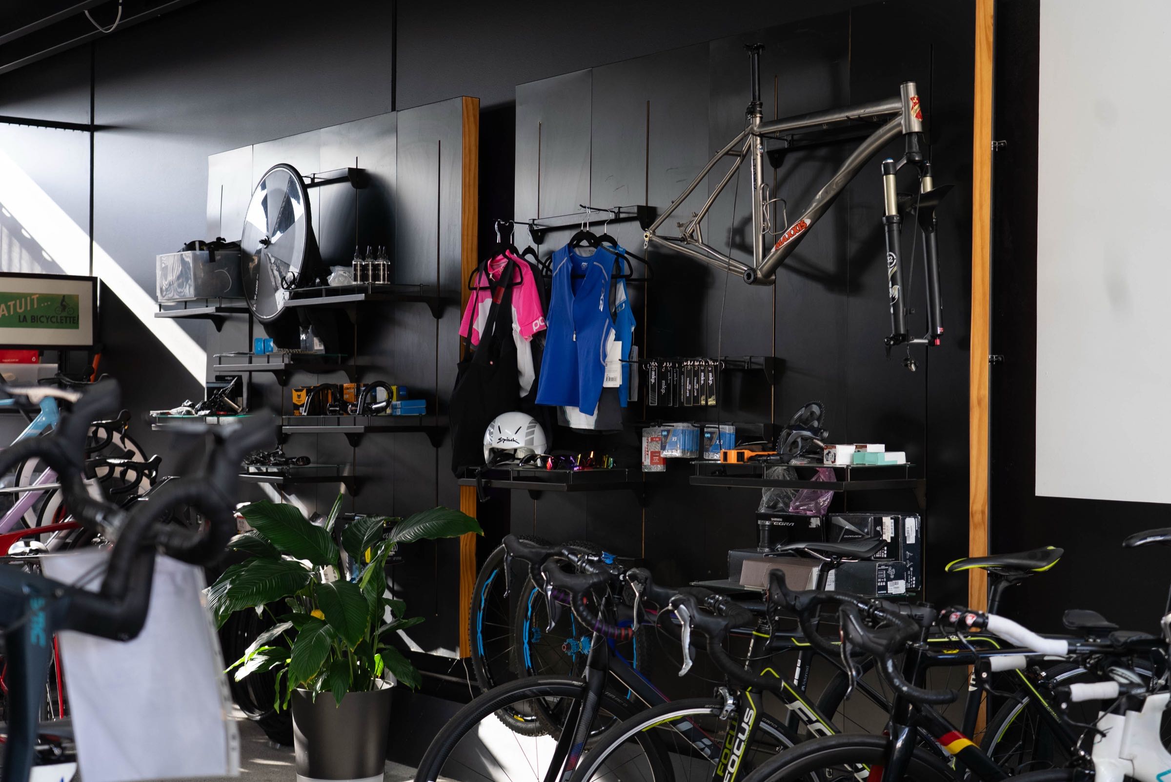 Inside the MKP Bikes showroom in Cheltenham